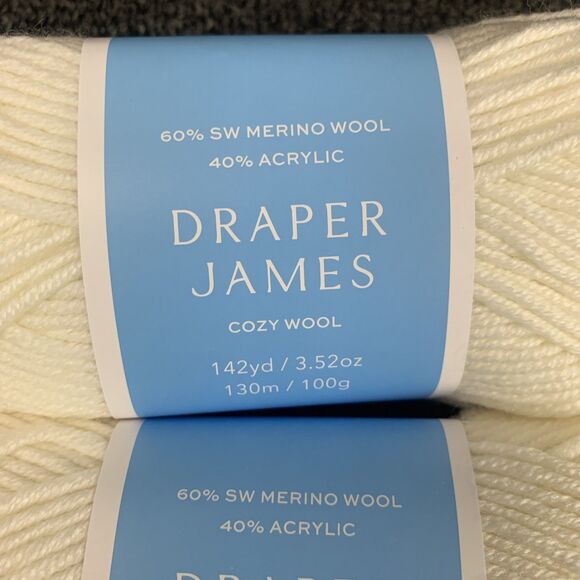 Lot Of 2 Draper James Cozy Wool, Magnolia White Merino Wool And Acrylic Yarn New - Picture 2 of 5